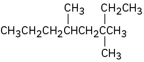The compound comprises seven carbon with a C H 3 on the C4 carbon and a C H 3 and C H 2 C H 3 on the C6 carbon.