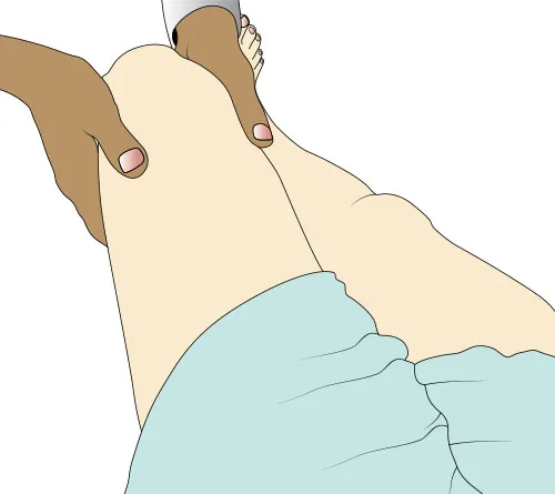 Diagram showing taking popliteal pulse