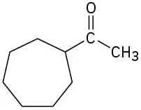The structure of cycloheptyl methyl ketone where a methyl group and a cycloheptane group are bonded to a central carbonyl group.