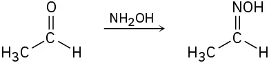 Acetaldehyde reacts with hydroxylamine to yield acetaldoxime via nucleophilic addition.