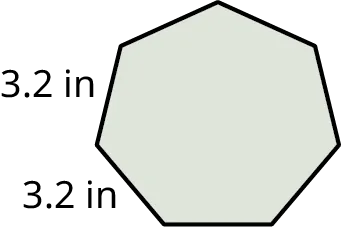 A heptagon with its sides marked 3.2 inches.
