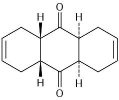 Cyclohexene fused to a cyclohexane where C 1 and C 4 are carbonyls. The cyclohexane is further fused to another cyclohexene.