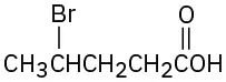 The structure of 4-bromopentanoic acid, which has a C O O H group on C 1 and a bromine atom on C 4 of a five-carbon chain.