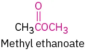 The chemical structure of methyl ethanoate.