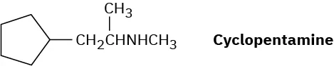 The stucture of cyclopentamine. A nitrogen with H, methyl, and isopropyl substituents. There is also a cyclopentane on C 1 of the isopropyl group.