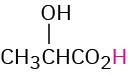 The structure of lactic acid, a propanoic acid with a hydroxyl group attached to C 2.