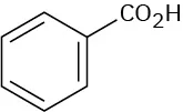 A benzene ring is bonded to a carboxylic acid group.