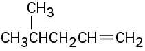 The structure of 4-methylpent-1-ene.