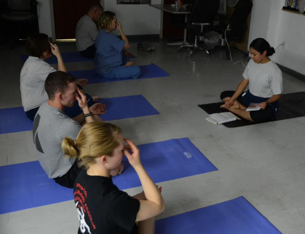 People practicing yoga.