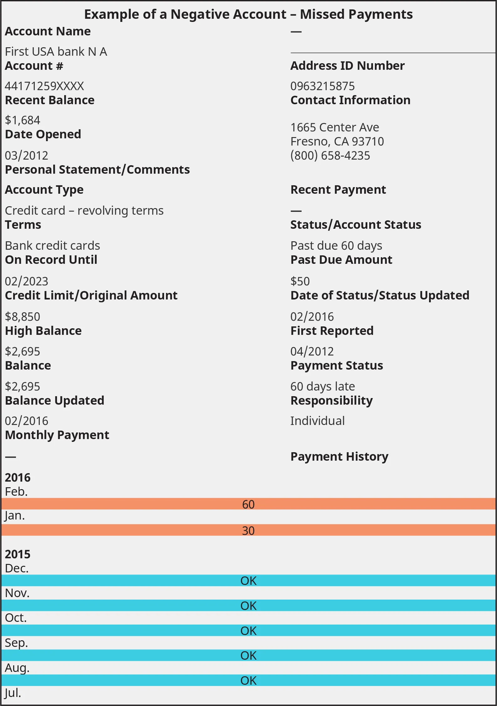 A credit report of an individual is shown.