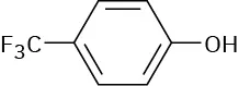 The structure has a benzene ring. C 1 is bonded to a hydroxyl group. C 4 is bonded to a trifluoromethyl group.