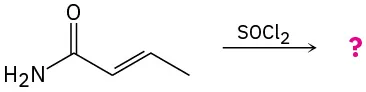 Conversion of benzamide to unknown products depicted by a question mark by reaction with thionyl chloride.
