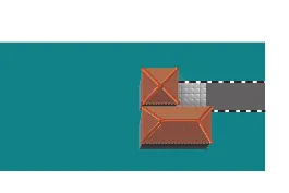 A rectangular lot is shown. In it is a home shaped like a rectangle attached to a rectangular driveway.