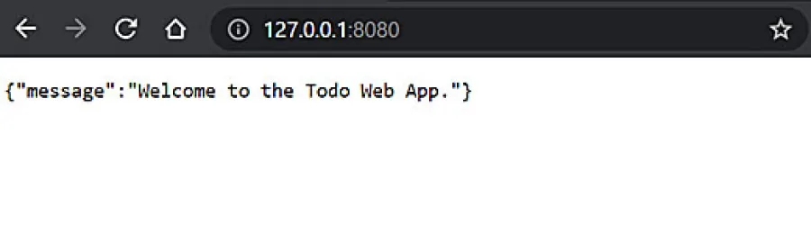 Screenshot of start page of Express web server.