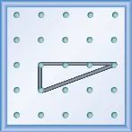 The figure shows a grid of evenly spaced dots. There are 5 rows and 5 columns. There is a rubber band style triangle connecting three of the three points at column 2 row 3, column 2 row 4,and column 5 row 3.