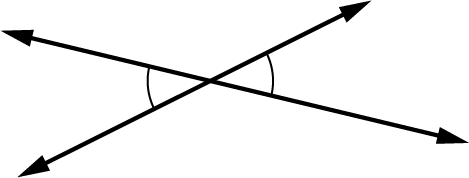 Two lines intersect each other. One set of opposite angles is shaded.