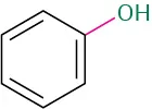 A benzene ring with a hydroxyl group, highlighted in green, at C1.