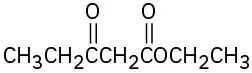 The structure of ethyl 3-oxopentanoate shows a five-carbon chain, C 1 and C 3 of which are carbonyl groups. Alttached to the carbonyl group at C 1 is an ethoxy group.