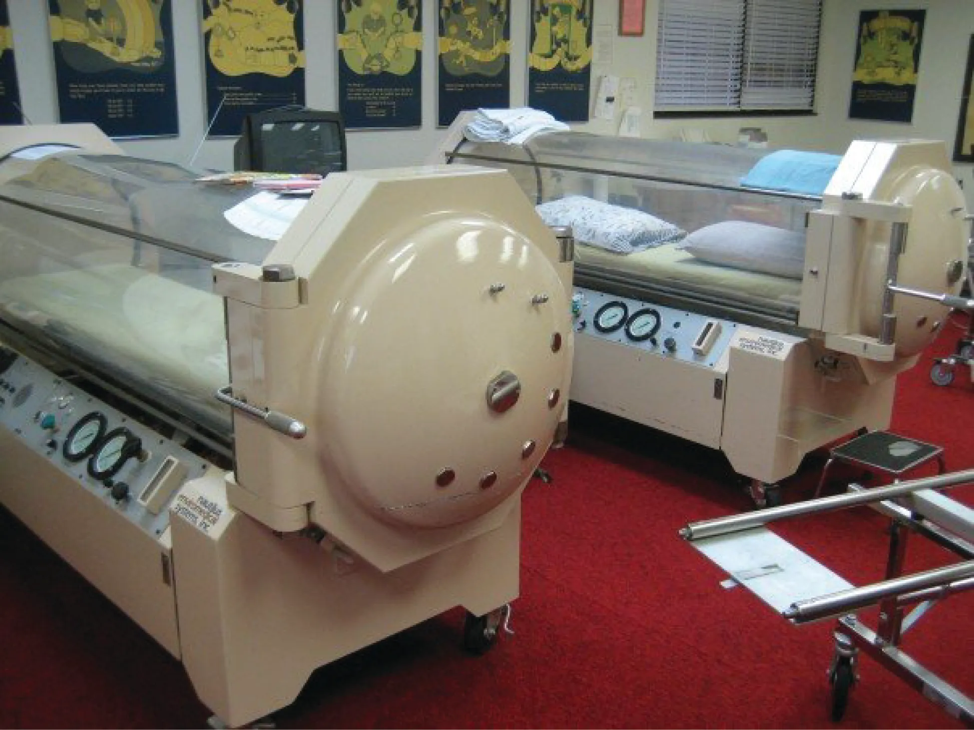 This photo shows two hyperbaric chambers.