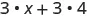 The image shows and equation. On the left side of the equation is the expression x plus 4 in parentheses with the number 3 outside the parentheses on the left. There are two arrows pointing from the top of the three. One arrow points to the top of the x. The other arrow points to the top of the 4. This is set equal to 3 times x plus 3 times 4.