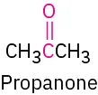 The chemical structure of propanone.