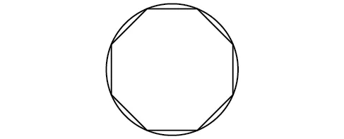 Un octógono inscrito en un círculo.