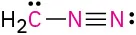 A methylene group with a lone pair on the carbon is single bonded to nitrogen, which is triple bonded to another nitrogen, featuring a lone pair.