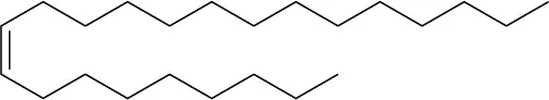 A structure of a 23-carbon chain. C9 is cis double bonded to C10.