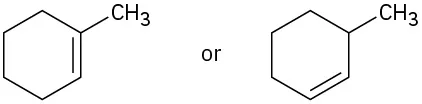 Two six-carbon rings with one double bond each. One has a methyl on a double-bonded carbon, one has a methyl on a carbon adjacent to the double bond.