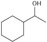The bond-line structure has a cyclohexane ring. C1 is bonded to a 2-carbon chain, in which C1 is bonded to a hydroxyl group.