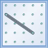 The figure shows a grid of evenly spaced dots. There are 5 rows and 5 columns. There is a rubber band style loop connecting the point in column 1 row 2 and the point in column 4 row 4.