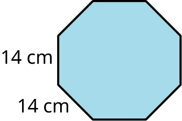 An octagon with its sides marked 14 centimeters.