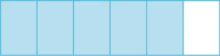 A rectangle is shown, divided vertically into six equal pieces. Five of the pieces are shaded.