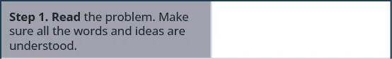 Step 1 is to read the problem and make sure all the words and ideas are understood.