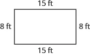 An image of a rectangle that is 8 feet tall and 15 feet wide.