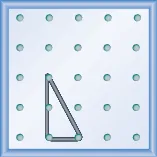 The figure shows a grid of evenly spaced dots. There are 5 rows and 5 columns. There is a rubber band style triangle connecting three of the three points at column 2 row 3, column 2 row 5,and column 3 row 5.