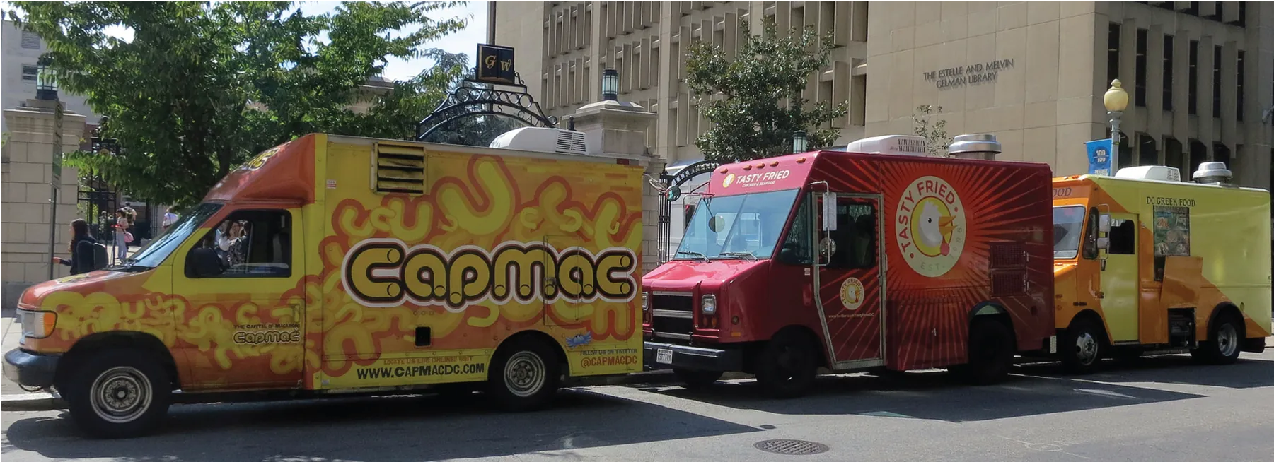 Photograph of people purchasing food from a food truck.
