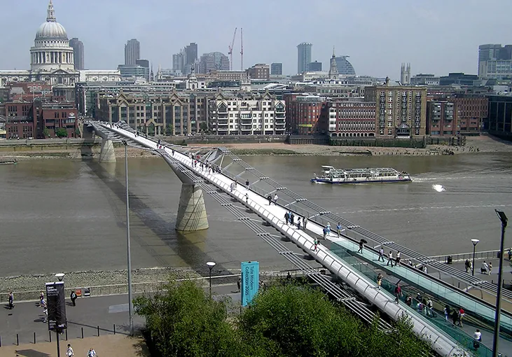 An image shows the London Millennium Footbridge.