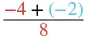 A mathematical expression showing the sum of negative four and negative two, all divided by eight.