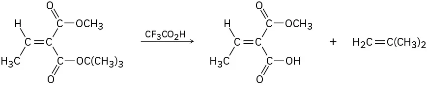 The figure shows tertiary-butyl ester reacts with trifluoroacetic acid to form a carboxylic acid and an alkene.