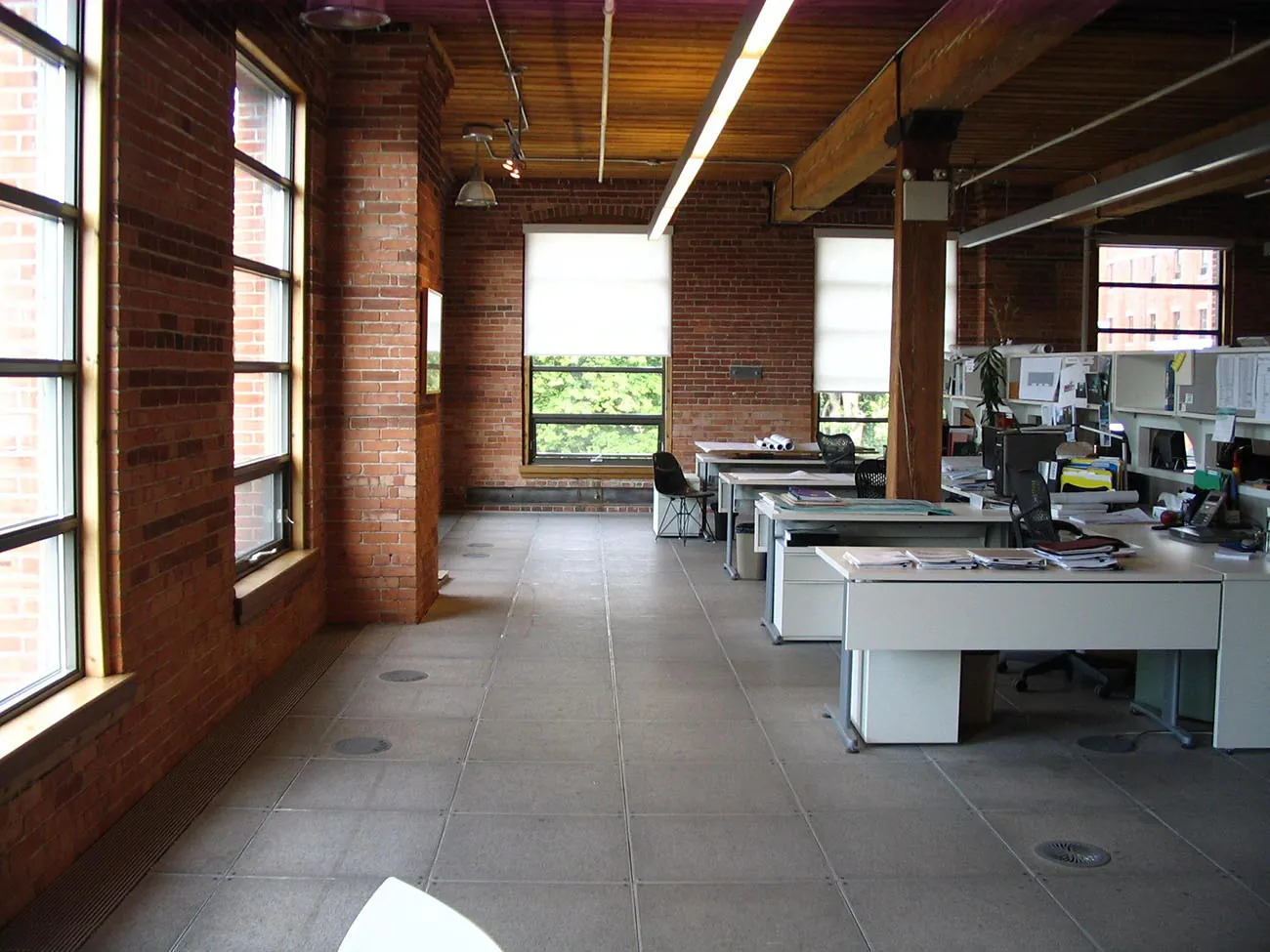A photo shows a view of an open office.