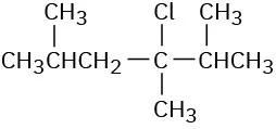 A chemical structure of 3-chloro-2,3,5-trimethylhexane.