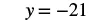 The image displays a mathematical equation in black text on a white background, which states 'y = -21'.