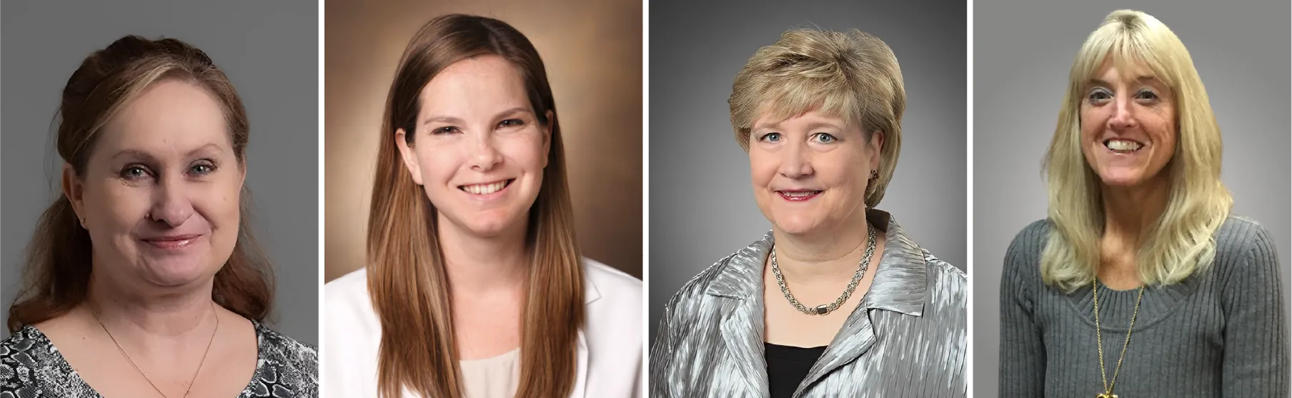 Headshots of Tina Barbour-Taylor, Leah Mueller (Sabato), Donna Paris, Dorie Weaver