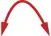 A red, inverted U-shaped arrow with both ends pointing downwards, symbolizing a cycle, feedback loop, or a two-way process.