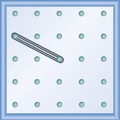 The figure shows a grid of evenly spaced dots. There are 5 rows and 5 columns. There is a rubber band style loop connecting the point in column 2 row 2 and the point in column 3 row 3.