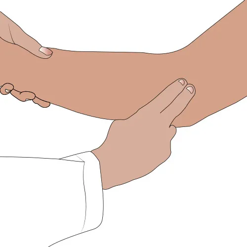 Diagram showing taking brachial pulse