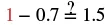 A mathematical expression shows '1 - 0.7' on the left side, followed by an equals sign with a question mark above it, and '1.5' on the right side. The number '1' is highlighted in red.