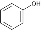 A benzene ring is bonded to a hydroxyl group.