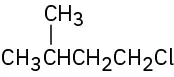 The structure of 1-chloro-3-methylbutane.